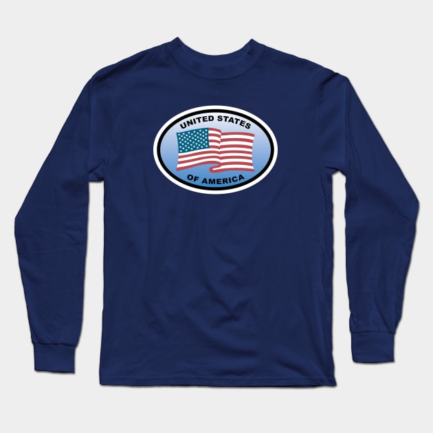 USA United States Flag Patriotic Oval Long Sleeve T-Shirt by TGKelly